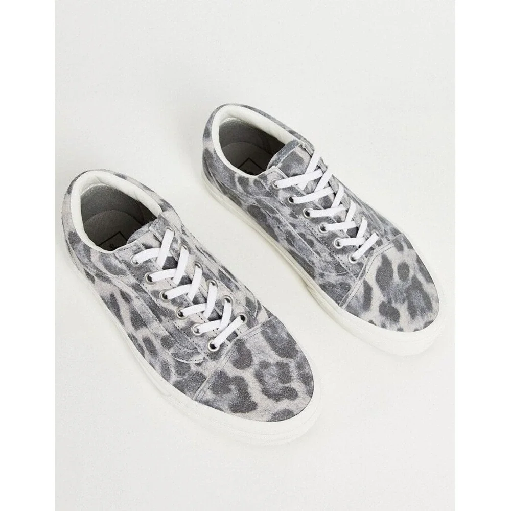 Vans Old Skool Unisex Hairy Suede Leopard Print Sneaker Sz Men's 4.5 / Women's 6